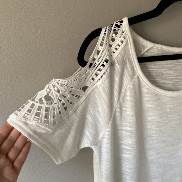 White Lace Cold Shoulder Top - Picture 2 of 5